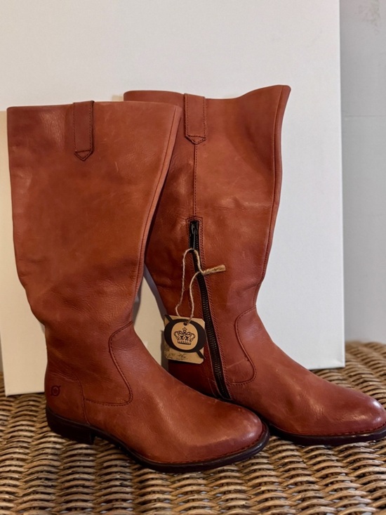 Born Shoes - Born Leather Knee High Boots – Cognac Brown – Size 6